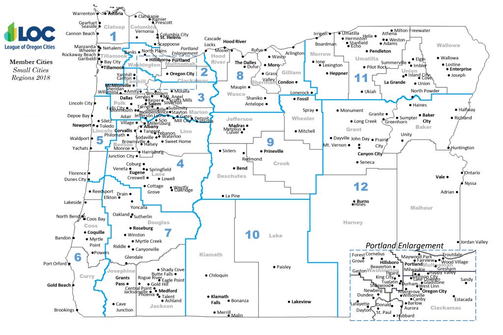 Oregon Cities Map