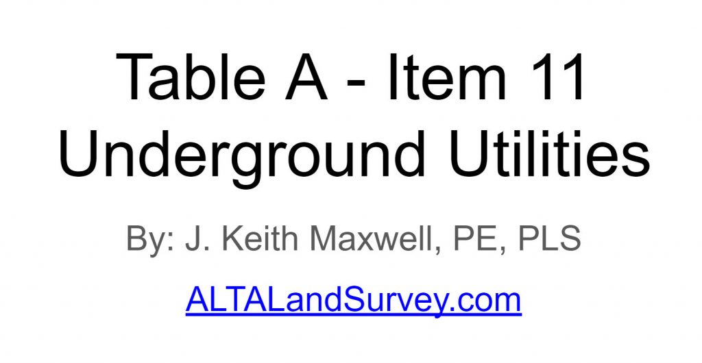 Table A Item 11 Underground Utilities Video Cover