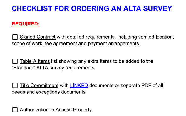 Ordering an ALTA Survey
