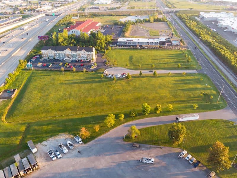 Alta table a item 15 aerial imagery | ALTA Land Survey Aerial view of a commercial property illustrating ALTA Table A Item 15 remote imagery considerations